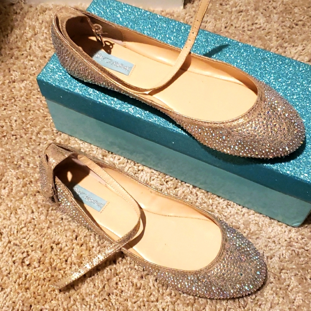 Betsey Johnson Something Blue Rhinestone Flats